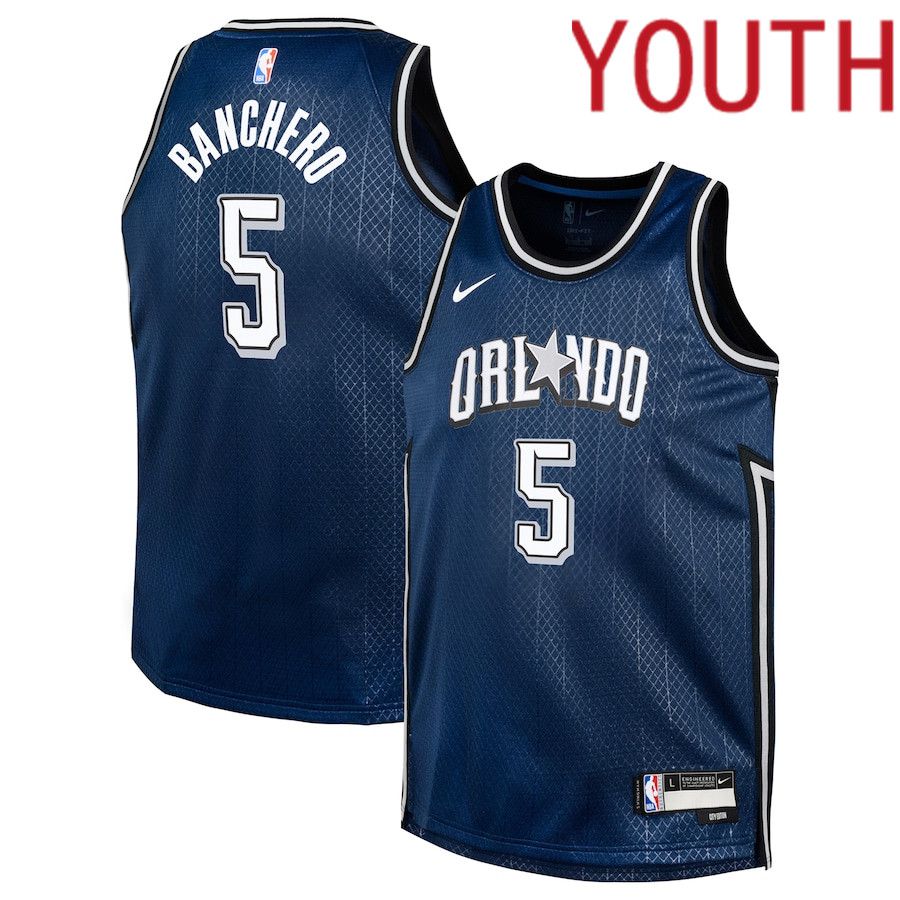 Youth Orlando Magic #5 Paolo Banchero Nike Navy City Edition 2023-24 Swingman Replica NBA Jersey->youth nba jersey->Youth Jersey